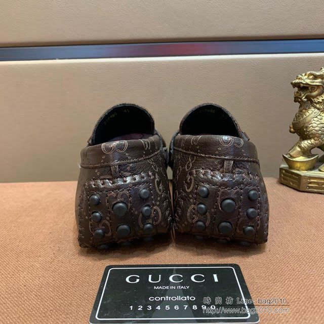 GUCCI男鞋 新款豆豆鞋 香港原單頂級 古馳高端精品 男士休豆豆鞋 Gucci懶人套腳樂福款駕車鞋  hdnx1038